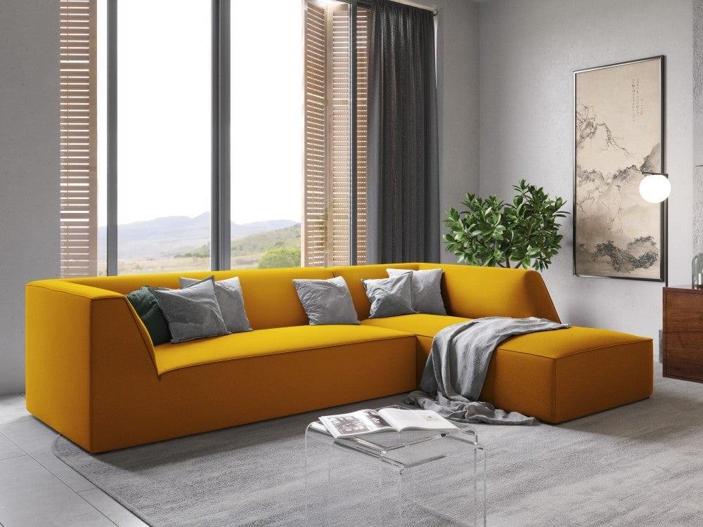 Narożnik aksamitny 4-osobowy prawostronny RUBY żółty Micadoni    Eye on Design