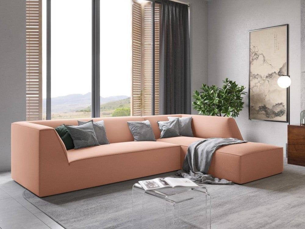 Narożnik aksamitny 4-osobowy prawostronny RUBY łososiowy Micadoni    Eye on Design