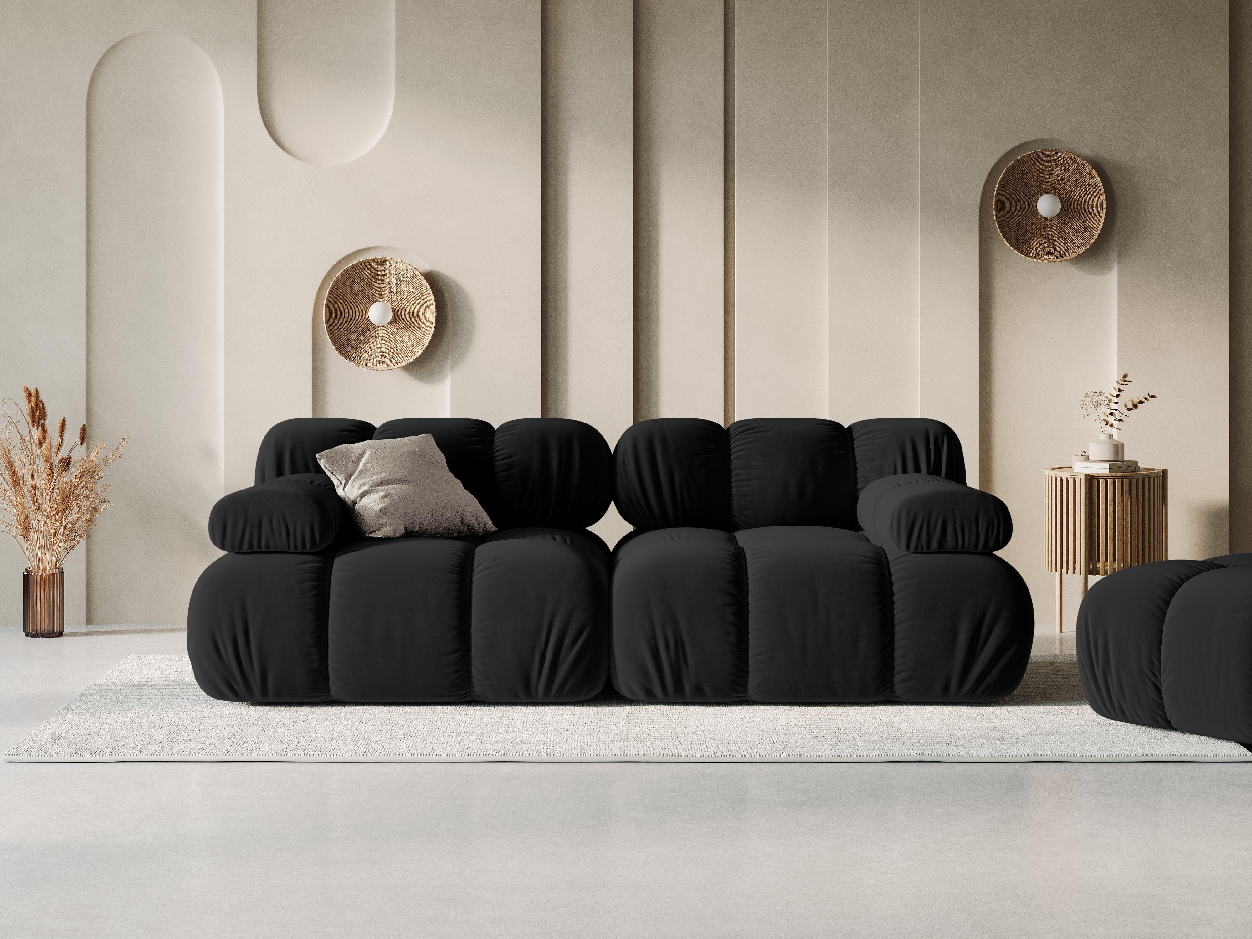 Sofa aksamitna 2-osobowa TROPEA czarny Milo Casa    Eye on Design