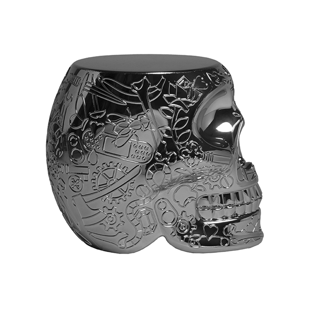 Stołek i stolik boczny MEXICO METALLIC tytanowy Qeeboo    Eye on Design