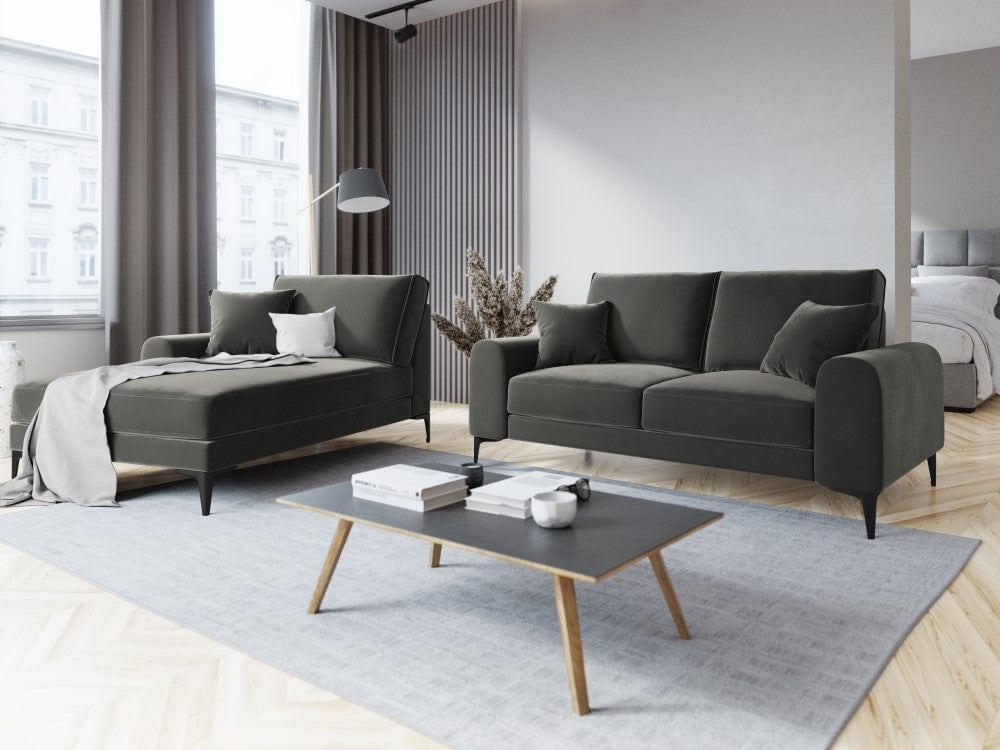Szezlong aksamitny lewostronny MADARA ciemnoszary z czarną podstawą Mazzini Sofas    Eye on Design