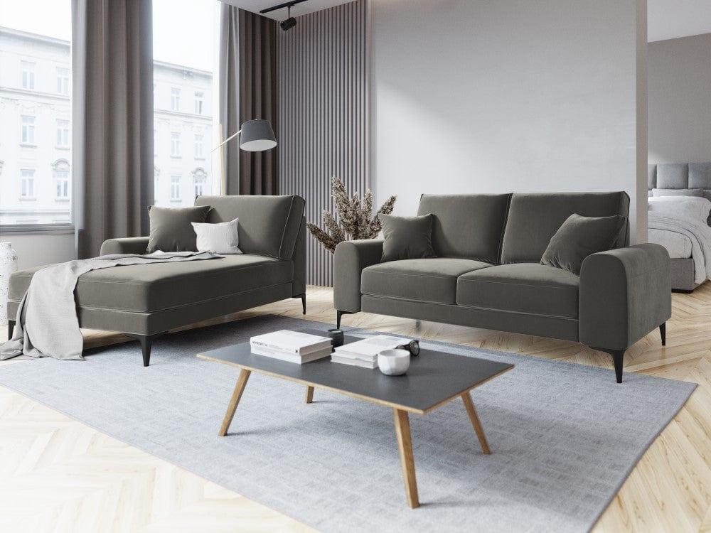 Szezlong aksamitny lewostronny MADARA szary z czarną podstawą Mazzini Sofas    Eye on Design